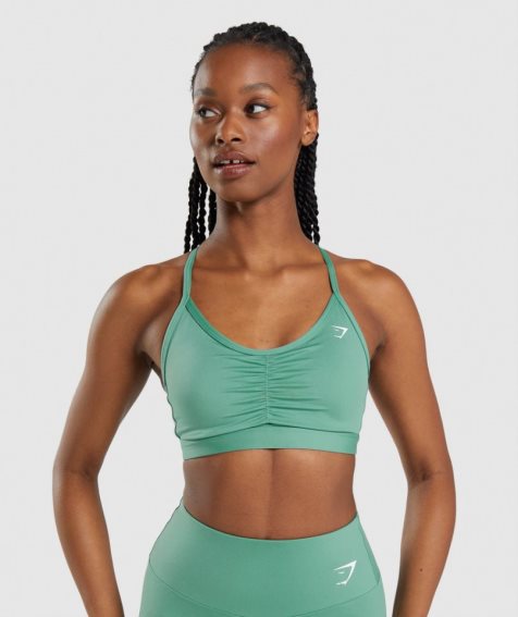 Women's Gymshark Ruched Sports Bra Green | NZ 6XCZWK